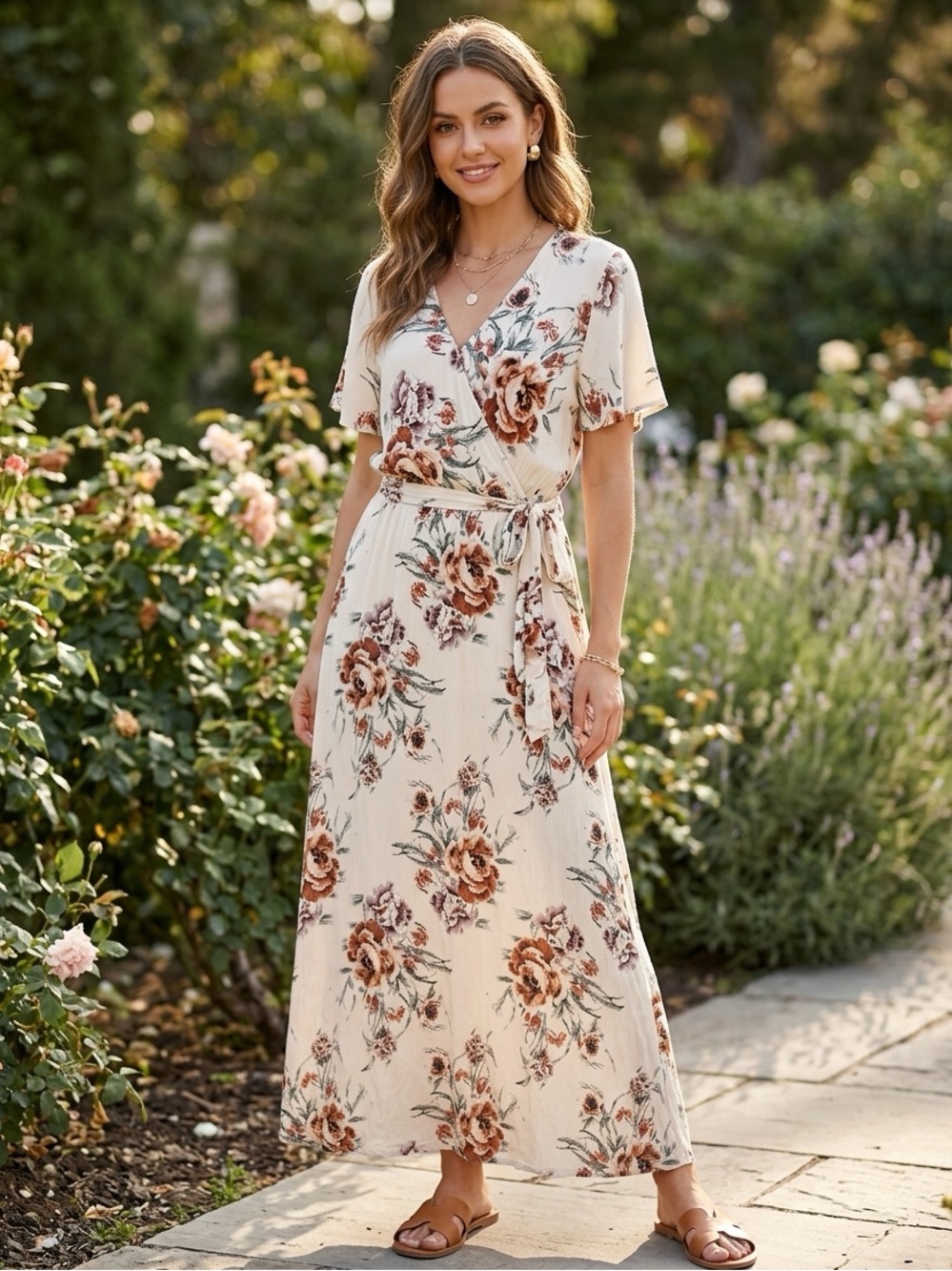 NWT C’Est 1946 Boho Floral Maxi Dress M